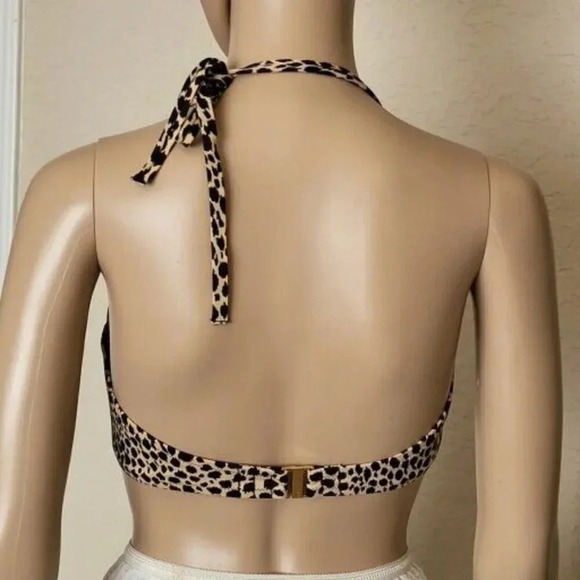 Victoria's Secret Halter Bikini Top Animal Print Size 36D - Picture 3 of 5